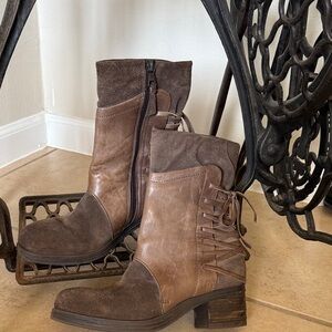 Miz Mooz Sakinah mid-calf boots in brown leather and brown suede Women’s Size 39